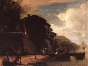 Depart En Barque Sur Le Lac by Albert De Meuron