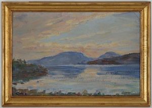Paysage Lacustre Au Coucher Du Soleil by Louis Henri de Meuron