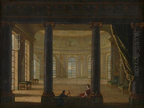 Deux Personnages Dans Un Interieur De Palais - view 1
