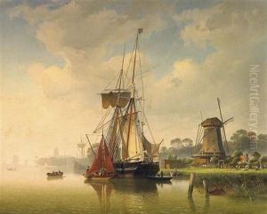 Im Kanal Vor Dordrecht by Hermann Mevius