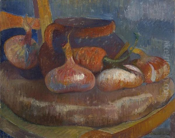 Nature Morte: Oignons, Carotte Et Pot - view 1