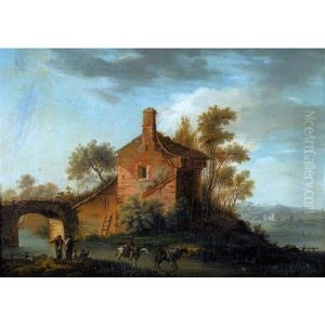 Flusslandschaft Mit Gehoft Und Reisenden by Hendrick de Meyer the Younger