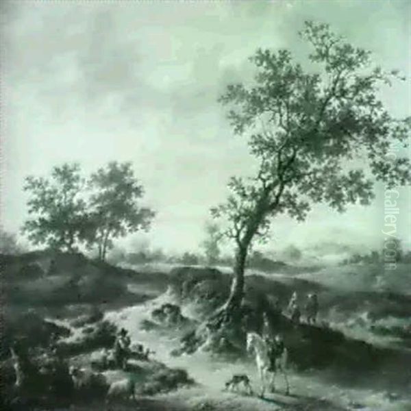 Wooded Landscape With A Rider And Other Figurs - view 1