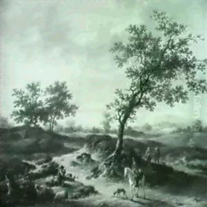 Wooded Landscape With A Rider And Other Figurs by Hendrick de Meyer the Younger