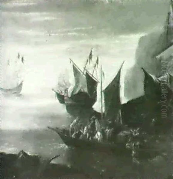 A Ferry Boat Setting Off With Other Shipping Beyond - view 1