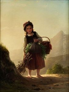 Madchen Mit Korb by Johann Georg Meyer von Bremen
