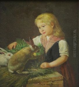 Young Girl With Rabbits by Johann Georg Meyer von Bremen