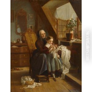 The Sewing Lesson by Johann Georg Meyer von Bremen