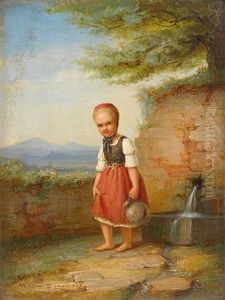 Young Girl At The Well by Johann Georg Meyer von Bremen