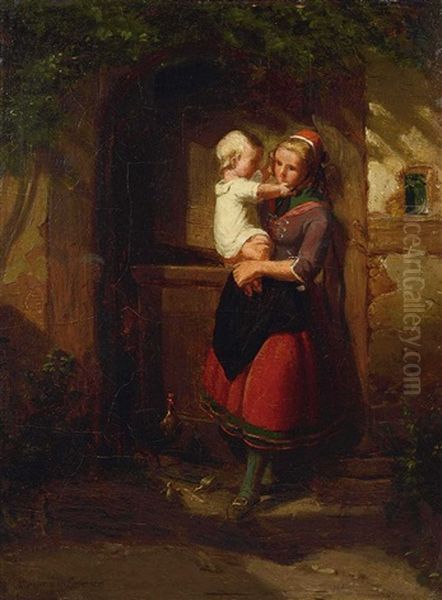 Mutter Mit Kind An Der Hausture - view 1