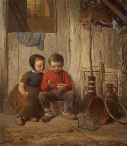 Two Children With Holding Bird's Nest - view 1