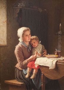 Mutter Mit Betendem Kind by Johann Georg Meyer von Bremen
