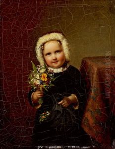 Kind Mit Weisser Haube Einen Blumenstrauss Haltend by Johann Georg Meyer von Bremen