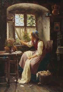 La Couturiere Distraite by Johann Georg Meyer von Bremen