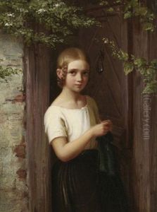 Madchen Mit Strickzeug by Johann Georg Meyer von Bremen