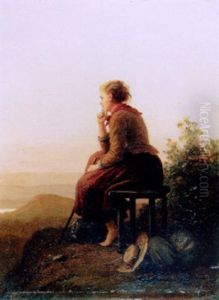 Abendlandschaft Mit Rastendem Madchen Abendlandschaft Mit Rastendem Madchen