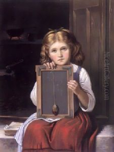 Kleines Madchen Mit Einer Schiefertafel by Johann Georg Meyer von Bremen