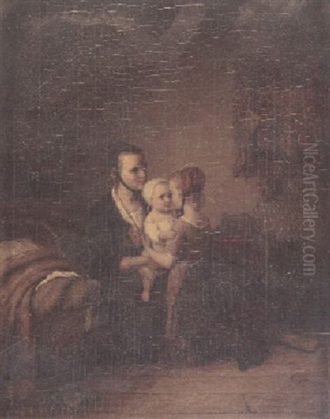 An Interior Scene With A Mother And Her Two Daughters - view 1