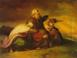 Abraham With Sarah And Hagar At The Fall Of Sodom by Johann Georg Meyer von Bremen