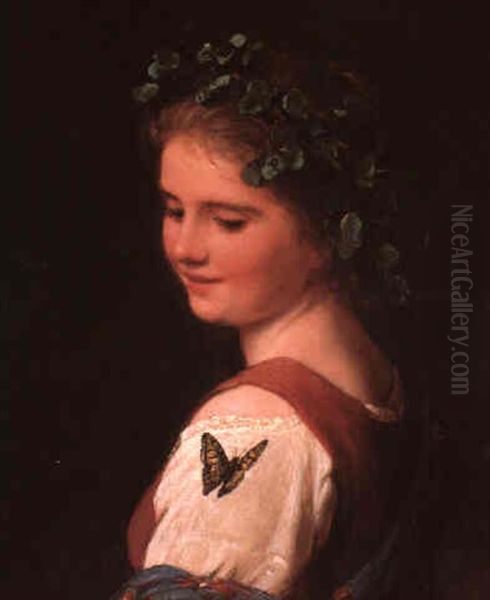 Young Woman And Butterfly - view 1