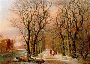 Figuren Op Een Bospad In De Winter
