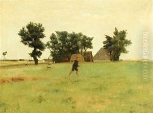 Graavejrsdag. Gaard Ved Rorbaek (overcast Day. Farm By Rorbaek) by Carl Vilhelm Meyer