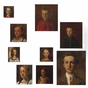 Children's Portraits (9 Works, Various Sizes And Supports)