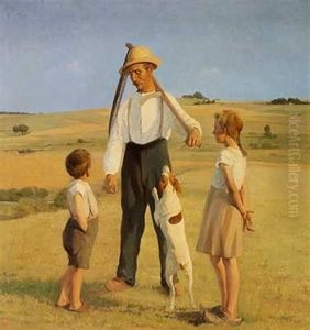 Fattig Arbejderfamilie Paa Landet. Efter Endt Dagvaerk Fattig Arbejderfamilie Paa Landet. Efter Endt Dagvaerk