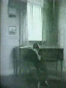 Stueinterior Med Ung Kvinde by Carl Vilhelm Meyer