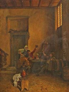 Wirtshausinterieur Mit Zechenden Bauern by Claus Meyer