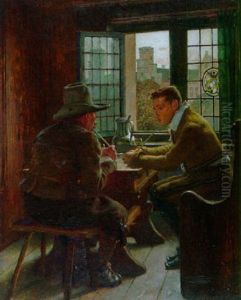 Vater Und Sohn Rauchen Am Offenen Fenster by Claus Meyer