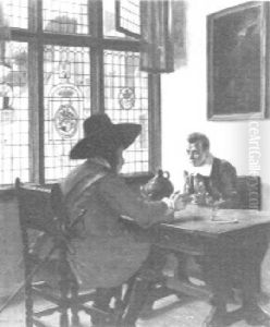 Hollandisches Stubeninterieur Mit Weintrinkern