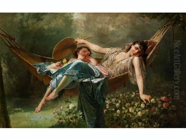 Mutter Und Kind Machen Eine Siesta In Einer Hangematte - view 1