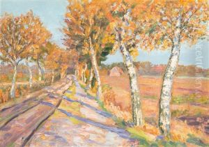 Birkenweg Im Herbst (+ Skizze Einer Landschaft, Verso) by Emmy Meyer