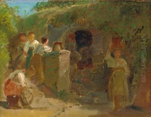 Wassertragerinnen An Einer Brunnenstelle In Der Romischen Campagna by Ernst Meyer