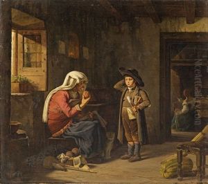 Italian Genre Scene With Grandmother And Child by Ernst Meyer