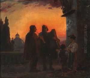 Evening In Rome With Two Street Musicians by Ernst Meyer