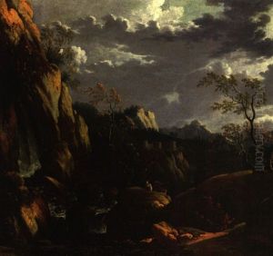 Felslandschaft Mit Figurenstaffage Und Burgruine Im Mittelgrund Felslandschaft Mit Figurenstaffage Und Burgruine Im Mittelgrund