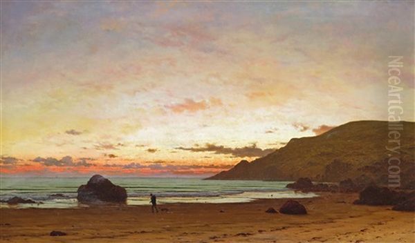 Coastal Scene With A Man And A Dog - view 1