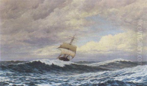 A Masted Ship In Stormy Waters - view 1