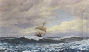 A Masted Ship In Stormy Waters