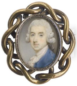 Bildnis Eines Herrn Mit Weiser Perucke In Hellblauer Jacke Mit Weissem Halstuch by Jeremiah Meyer