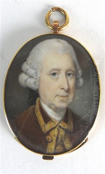 A Portrait Miniature Of A Gentleman Wearing A Brown Coat Edged In Gold - view 1