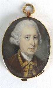 A Portrait Miniature Of A Gentleman Wearing A Brown Coat Edged In Gold