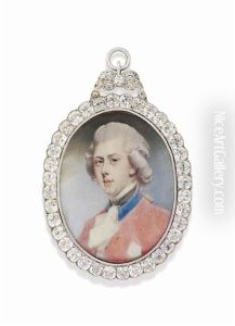 An Unfinished Portrait Of King George Iv (1762-1830) When Prince Of Wales, In Red Coat With Blue Collar by Jeremiah Meyer