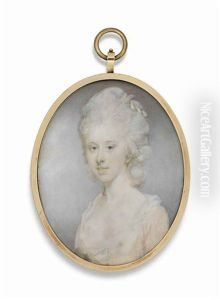 A Young Lady, In Pink Dress With White Fichu by Jeremiah Meyer