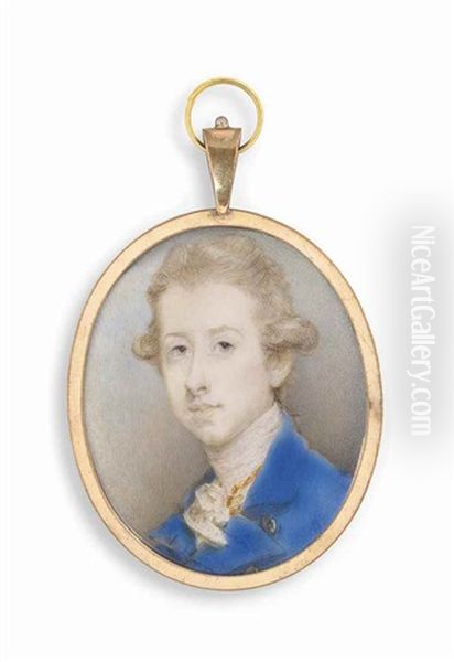 William Pitt The Younger (1759-1806), With Powdered Hair En Queue, Wearing A Cerulean Blue Coat, White Waistcoat With Gold Braiding And A Lace Jabot - view 1