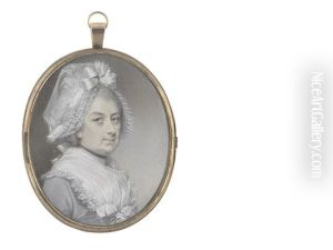 A Lady Called, Ms E. Theobald, Wearing Grey Dress Edged With White Lace Trim And Ribbon, White Fichu And Black Ribbon Choker