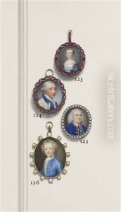 A Gentleman, In White Coat With Blue Trim, Blue Waistcoat And White Knotted Cravat, Powdered Hair En Queue by Jeremiah Meyer