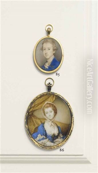 William Pitt The Younger (1759-1806), With Powdered Hair En Queue, Wearing A Cerulean Blue Coat, White Waistcoat With Gold Braiding And A Lace Jabot - view 1